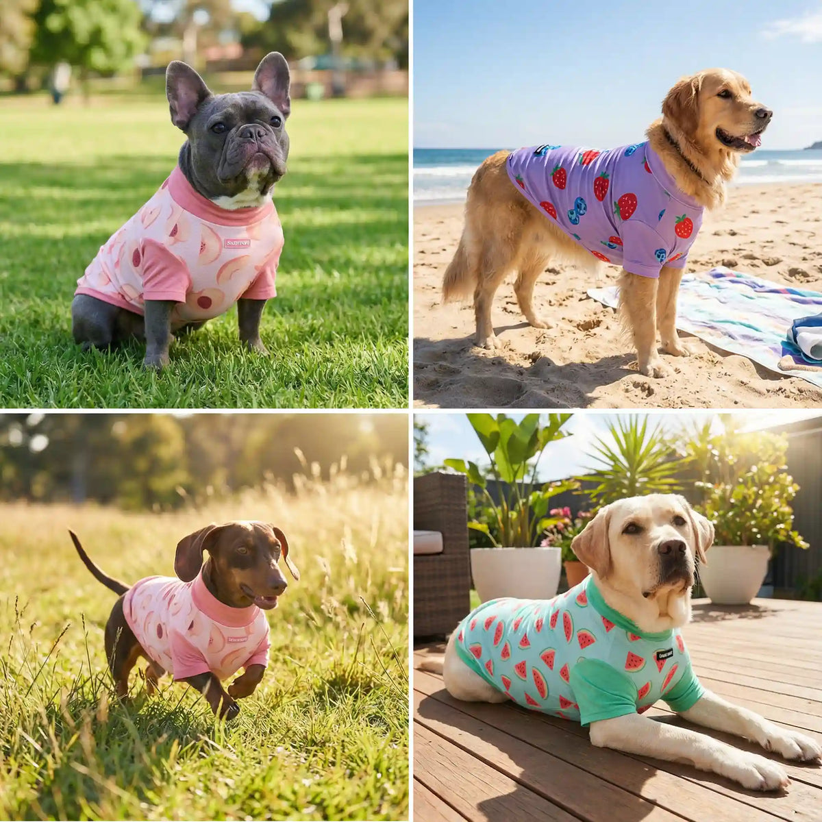 Sunblock Dog T-Shirt (3-pack) - Watermelon, Berries, Peaches