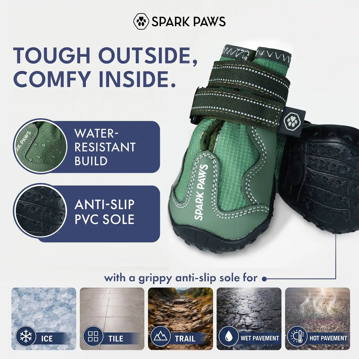 365 All-Season Dog Shoe 4PC Set - Green