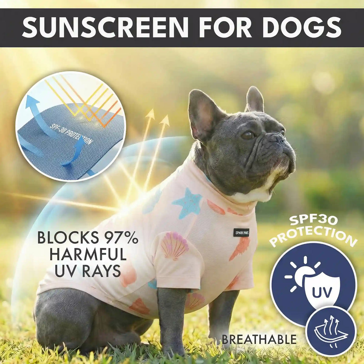 Sunblock Dog T-Shirt (3-pack) - Seashell, Berries, Pineapple