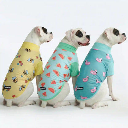 Sunblock Dog T-Shirt (3-pack) - Bees, Flamingo, Watermelon